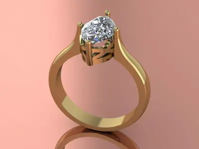 Elegant Marquise Gemstone Ring Jewelry 3D print model