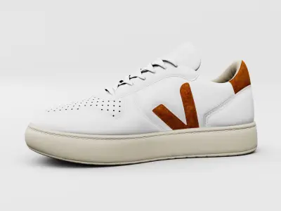 Casual Sneaker Leather Veja Style - White Caramel Low-poly 3D model