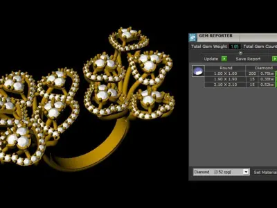 Exquisite Diamond HEART ring 3D print model