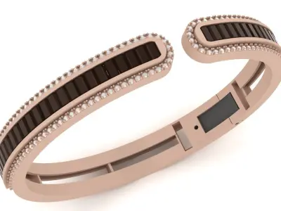 Bracelet - Bangle - 0044 - baguette 3D print model