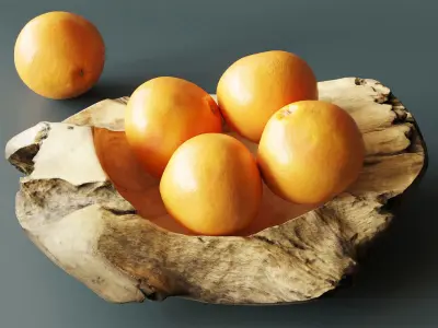 Decorative bowl with walnuts and fruits 3D model