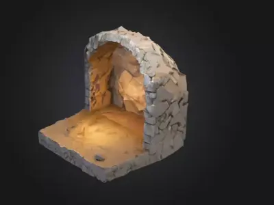 Rocky Grotto Low-poly 3D model