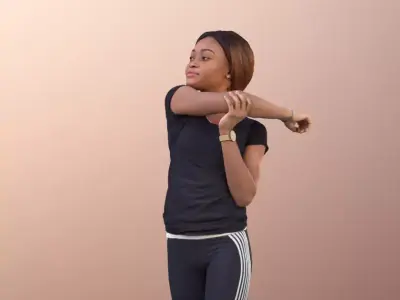 Iona 10919 - Black sport girl standing stretching 3D model