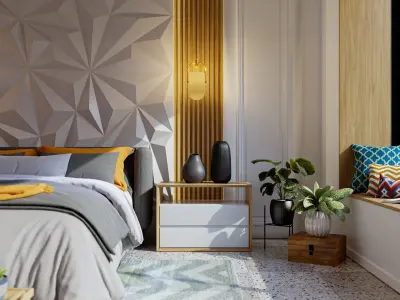 Modern interior scene Bedroom Luxury Design    Blender    Cycles 3D model