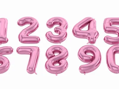 Balloon Numbers Pink Color  3D model
