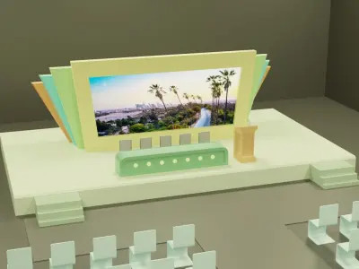 Conference Room or Event stage design with big display Low-poly 3D model