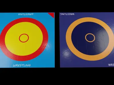 Wrestling mats UWW sport surfaces Low-poly 3D model