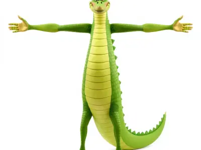Green Cartoon Crocodile model pack Low-poly 3D model