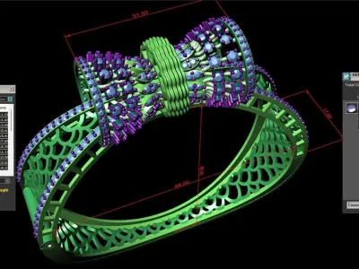 Rose Gold Diamond Woman Bracelet 3D Print Model 3D print model 10