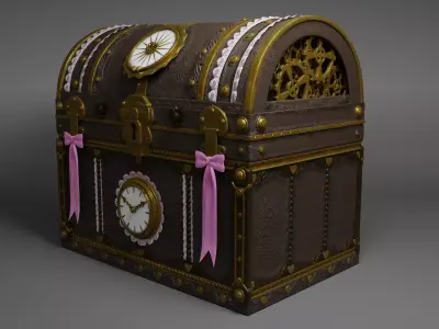 Girly Decorated Treasure Box Free 3D model