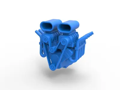 Engine V8 double supercharger Version 2 Scale 1 to 25 3D print model