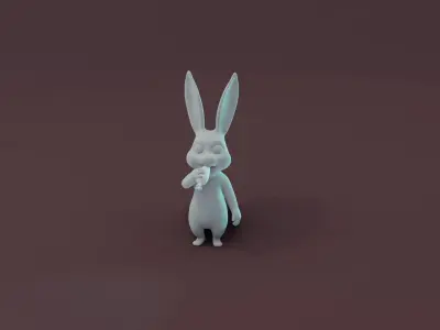 Cartoon Rabbit Animated and Rigged Base Mesh 3D Model Low-poly 3D model