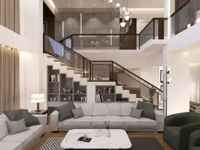 LUXURY DUPLEX LIVING DINING AND KITCHEN INTERIOR 11 Low-poly 3D model