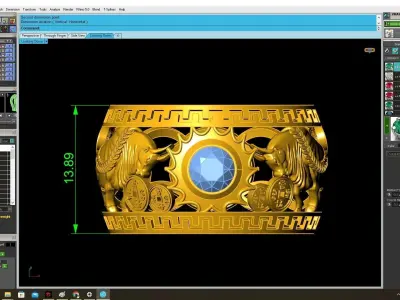 Luxury Greek Coin Eagle Ring for Men 3D Model 4002 3D print model