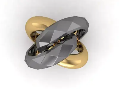 Facet Ring 008 - 5 Size  3D print model