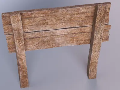 Old Wooden Road Sign Board 3D model