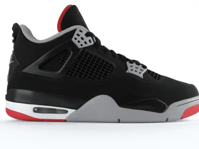 Jordan 4 Retro Bred PBR 3D model