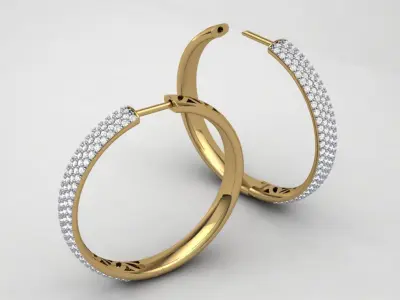 Hoop Diamonds Earrings 3D print model
