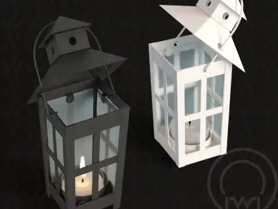 Tealight Lantern Stand Vintage lamp post 3D model