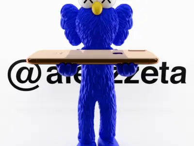 Kaws BFF Cellphone Stand Textured Low-poly 3D model