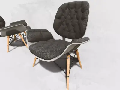 Armchair pair of lounge chairs Low-poly 3D model