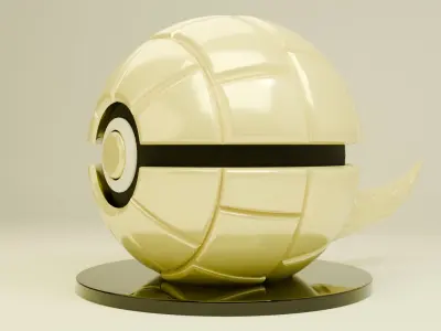 Premium Stylized Gold PokeBall 3D Model Glossy  Low-poly 3D model