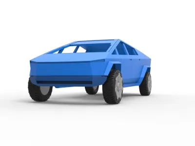 Shell and wheels Tesla Cybertruck Scale 1 to 24 3D print model