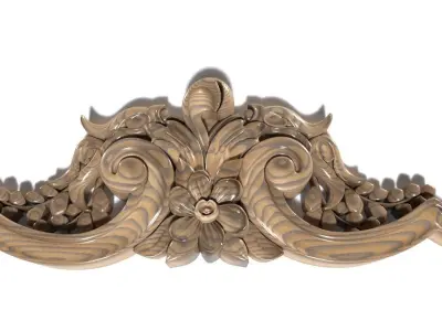 Cartouche-014 ornately carved door handle 3D model