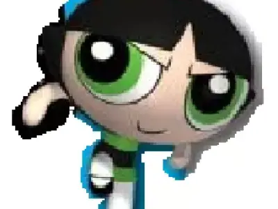buttercup 3d model powerpuff girl with eyes and hair Free 3D model