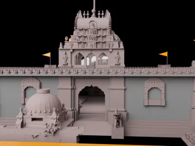 Traditional Balaji Temple - 3D Architectural Model Low-poly 3D model