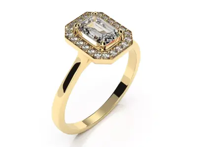 Halo ring - emerald cut 3D print model