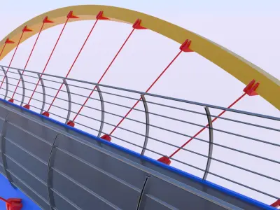 Pedestrian bridge PBR V 3D model