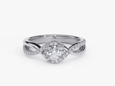 ZDR0151 diamond engagement ring gold 3D print model