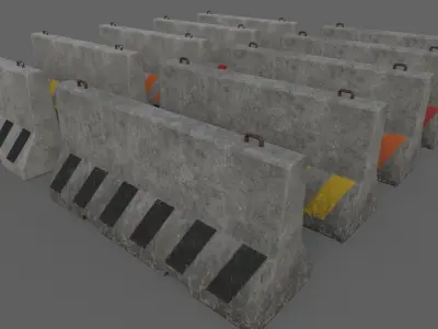 PBR Concrete Barrier V4 Low-poly 3D model