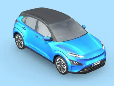 Hyundai KONA Electric 2022 Low-poly 3D model
