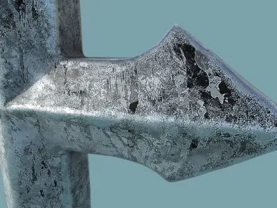 High-Poly Vintage Oxidized Silver Arrow-shaped Cross 3D model