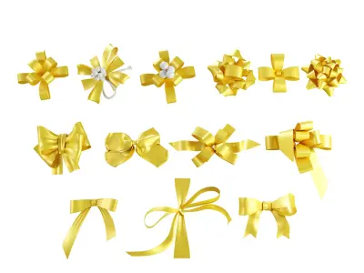 Ribbon Bows Pack 3D Gift Bow Set Low-poly 3D model