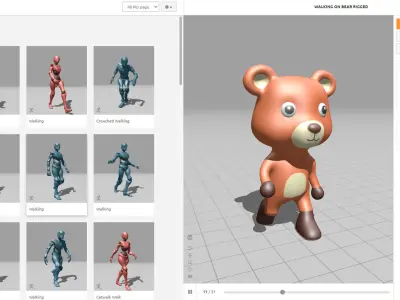 High-Quality 3D Cute Bear Animated for Games Low-poly 3D model