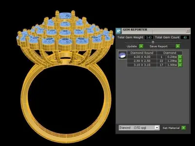 R227 diamond ring new cad file  3D model