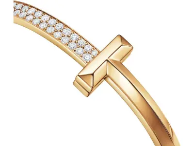 T1 Wide Diamond Hinged Bangle 3D print model