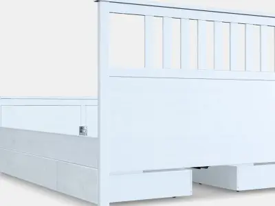 HEMNES Bed frame with 4 storage boxes 4 Low-poly 3D model