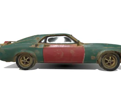 bugatti-chiron old rusty car 3D model