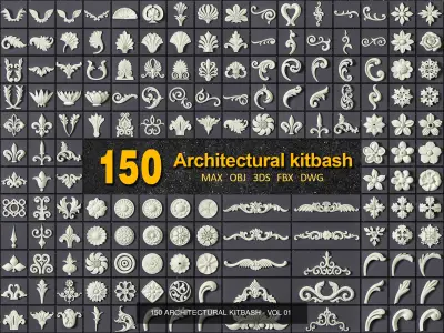 ARCHITECTURAL KITBASH - VOL 01 - 02 - 03 - 04 - 05 3D Model Collection