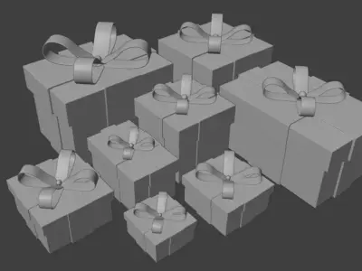 Christmas Gift Boxes Low-poly 3D model