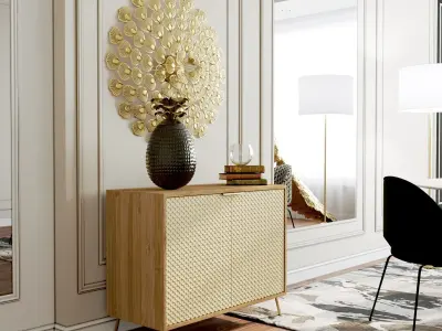 Furniture set modern dining room with gold accents 3D model