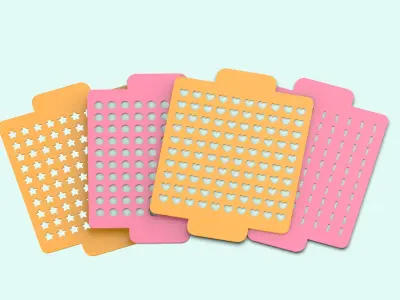 3D Sprinkles Stencil Set 4 Motifs Cookie Fondant Decoration 3D print model