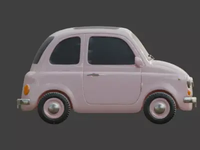 Pink Cartoon Classic Car 3D Model Low-poly 3D model