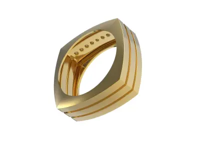9 stones male ring 3D print model