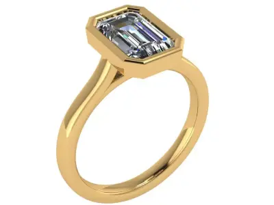 emerald bezel solitaire ring  3D print model