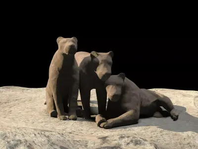 Lion Statue Low-poly 3D model